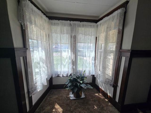 unfurnished room featuring baseboards, a wealth of natural light, and carpet