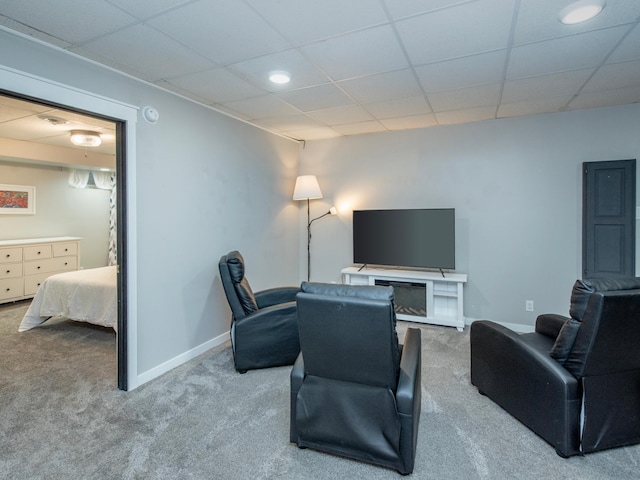2415 Edgerton St, Little Canada, MN 55117 - living area with carpet flooring, a drop ceiling, baseboards, and recessed lighting