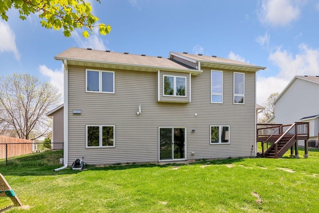 19281 Dunbury Ave, Farmington, MN 55024 - rear view of house with a wooden deck and stairway