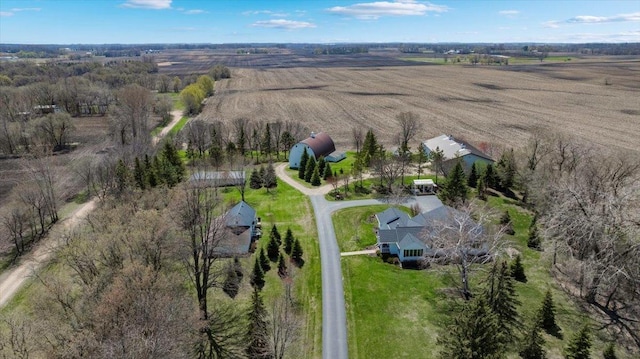 drone / aerial view with a rural view