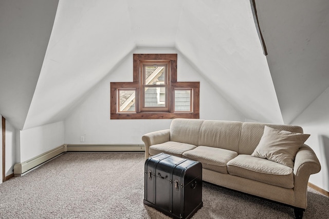 1005 Mclean Ave, Saint Paul, MN 55106 - carpeted living room featuring vaulted ceiling and baseboards