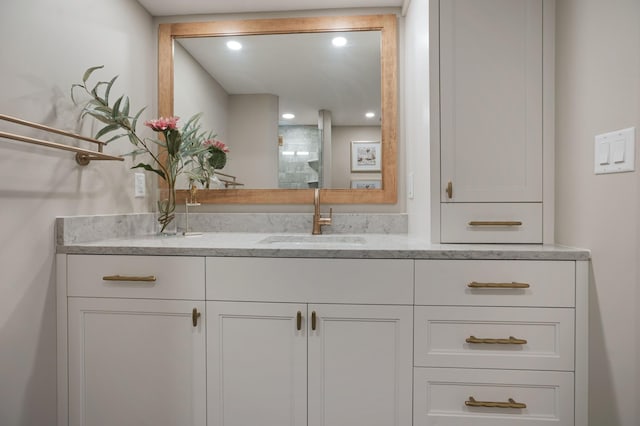 4075 51st St Unit 302, Edina, MN 55424 - bathroom featuring vanity, a shower, and recessed lighting