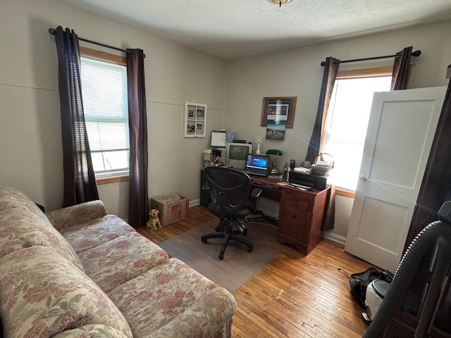 office space featuring light wood-type flooring