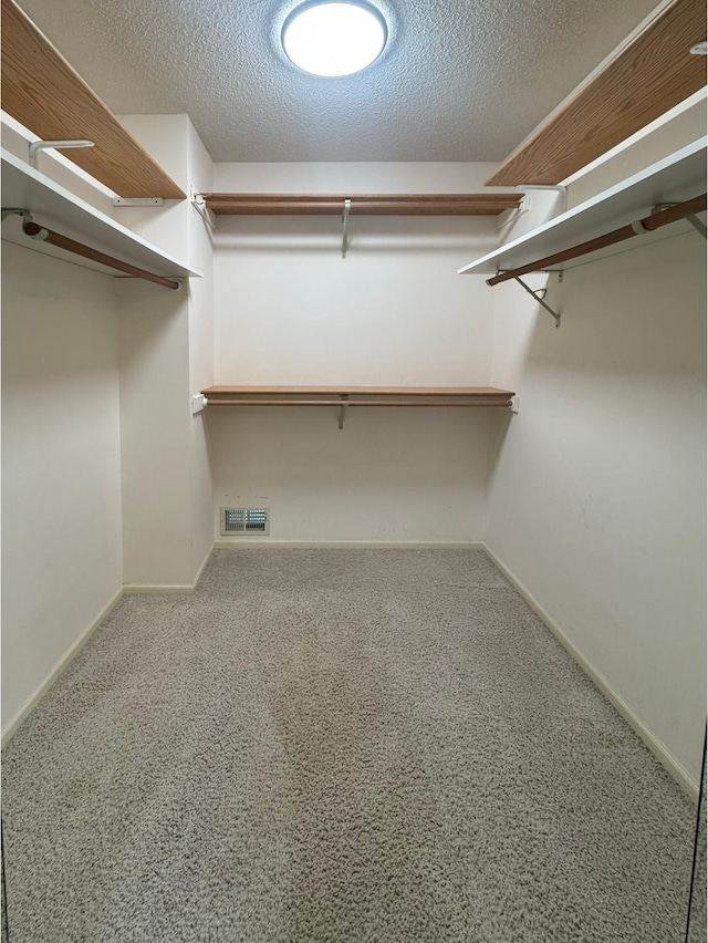 walk in closet with visible vents and carpet floors