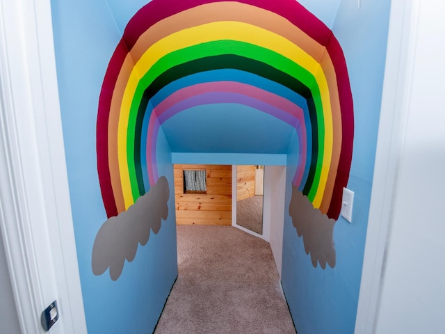 hall featuring carpet floors