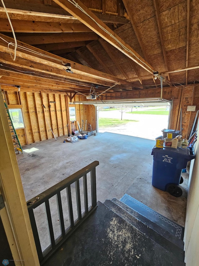 garage with a garage door opener
