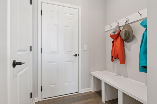 173 Junco Rd N, Lake Elmo, MN 55042 - mudroom featuring dark wood-type flooring and baseboards