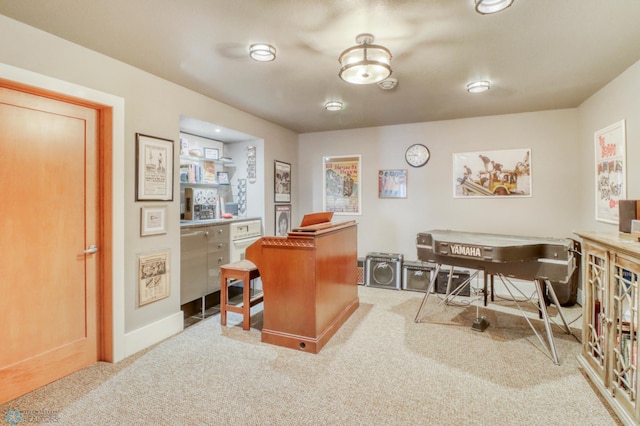 office area with carpet floors and baseboards