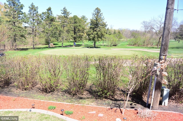 view of yard featuring view of golf course