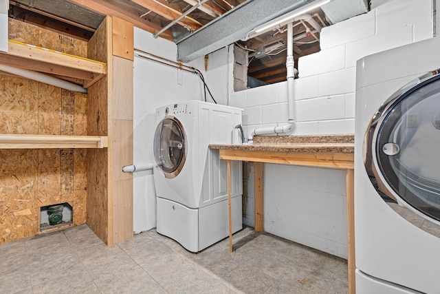 636 County Road B E, Maplewood, MN 55117 - washroom featuring washer / dryer and concrete block wall