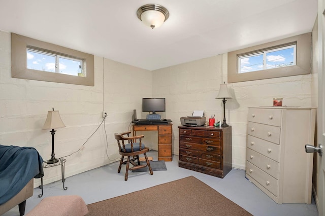 1100 Summit Ave, Saint Paul Park, MN 55071 - bedroom featuring concrete block wall and finished concrete flooring