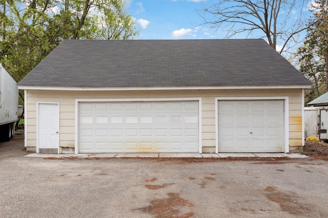 view of detached garage