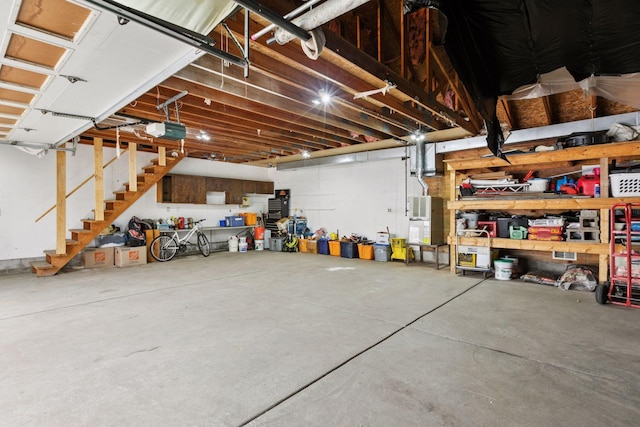 garage with a garage door opener