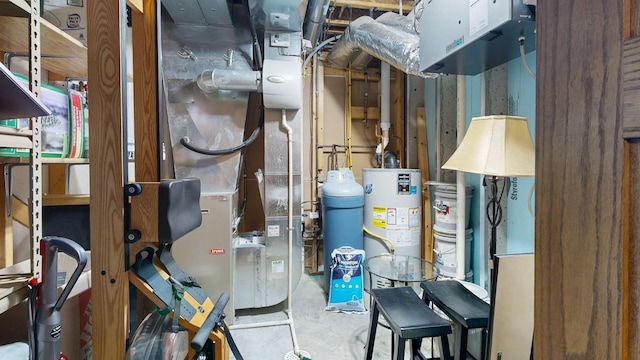 utility room featuring water heater