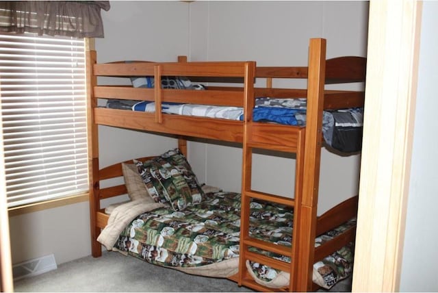 carpeted bedroom with multiple windows