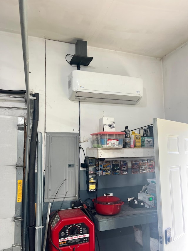 29133 Neighborly Dr, Laporte, MN 56461 - garage featuring a wall unit AC and electric panel