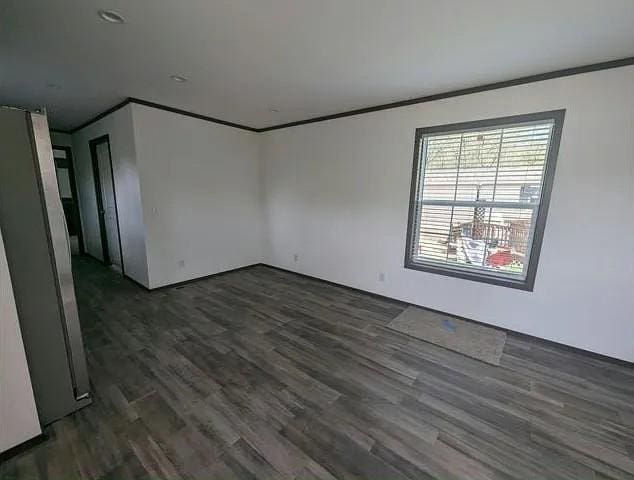 133 Maple Dr, Mankato, MN 56001 - spare room featuring ornamental molding and dark wood-style floors