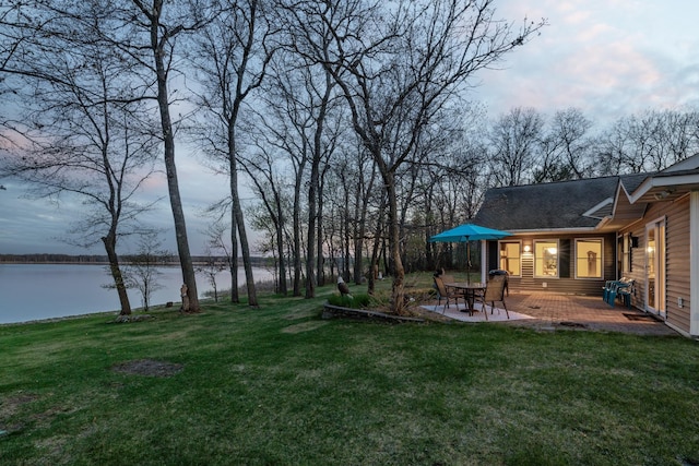 5301 Pine Beach Rd, Brainerd, MN 56401 - view of grassy yard with a patio and a water view
