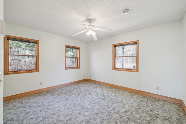 5301 Pine Beach Rd, Brainerd, MN 56401 - carpeted empty room with plenty of natural light, a textured ceiling, ceiling fan, and baseboards
