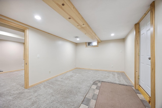 19797 612th Ave, Litchfield, MN 55355 - finished below grade area featuring carpet flooring, recessed lighting, and baseboards