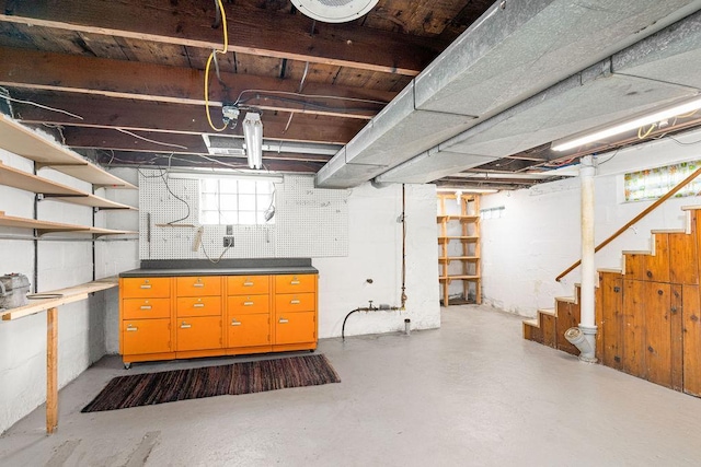 below grade area featuring stairs