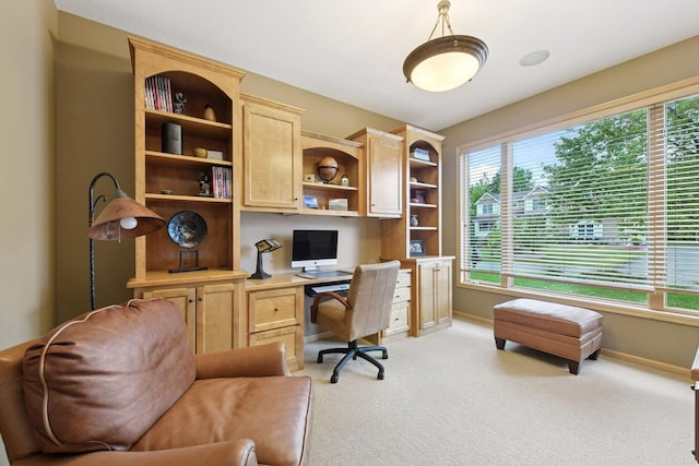809 Saint Moritz, Victoria, MN 55386 - office with baseboards, built in study area, and light carpet