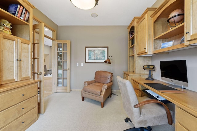 809 Saint Moritz, Victoria, MN 55386 - home office with light carpet, french doors, and baseboards