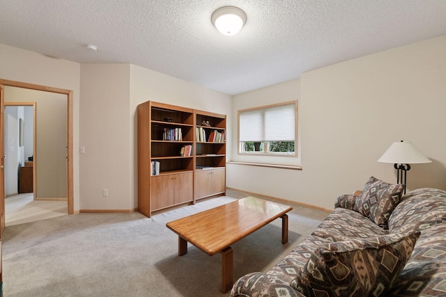 809 Saint Moritz, Victoria, MN 55386 - living room with light colored carpet, a textured ceiling, and baseboards