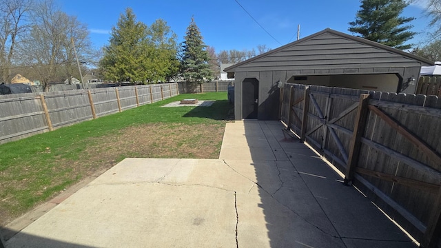 view of yard with a patio and a fenced backyard
