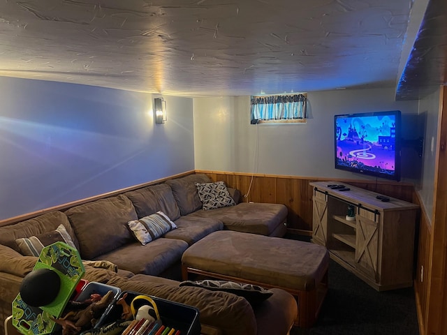 822 Holcombe Ave N, Litchfield, MN 55355 - living room with wooden walls and a wainscoted wall