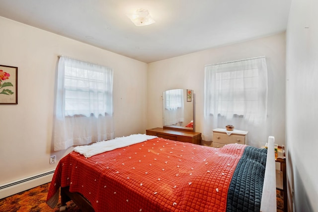 bedroom with a baseboard radiator