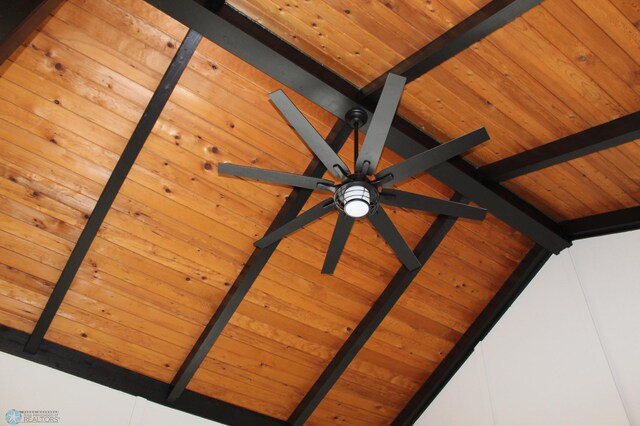 room details featuring wood ceiling and beam ceiling