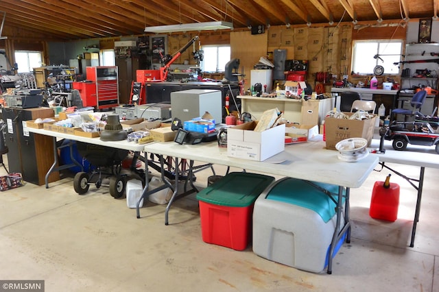 interior space with a workshop area