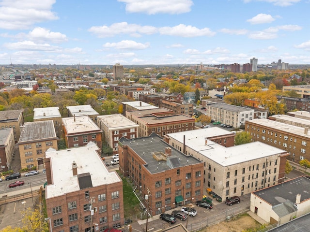 drone / aerial view with a view of city