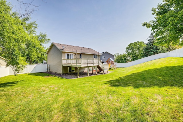 18095 Exeter Pl, Farmington, MN 55024 - rear view of house with a deck and stairway