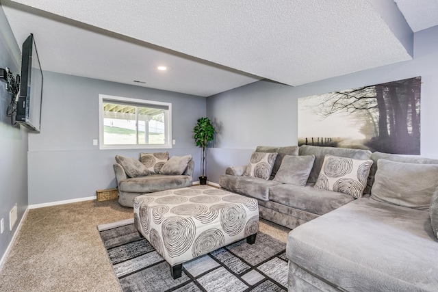 18095 Exeter Pl, Farmington, MN 55024 - carpeted living area featuring recessed lighting, baseboards, and a textured ceiling