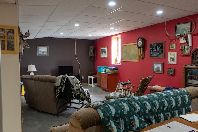living area with recessed lighting