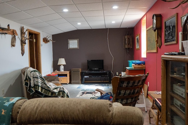living room featuring recessed lighting