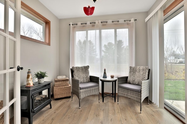 living area featuring light wood-style floors