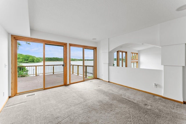 6300 Linden Ln, Mound, MN 55364 - spare room featuring a water view, carpet flooring, and baseboards