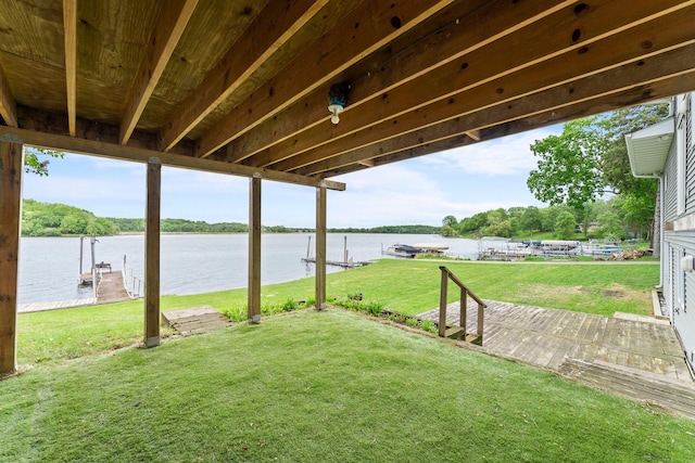 6300 Linden Ln, Mound, MN 55364 - view of grassy yard featuring a water view and a boat dock