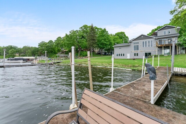 6300 Linden Ln, Mound, MN 55364 - dock with a water view and a lawn