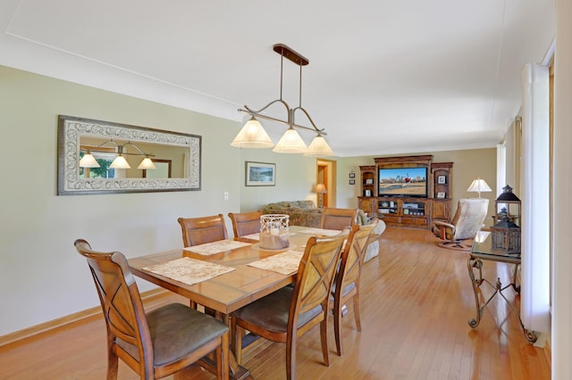 dining area featuring light wood-style floors