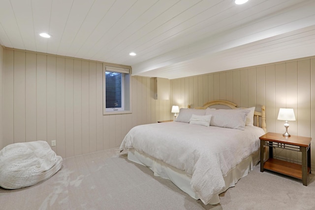 bedroom with carpet floors and recessed lighting