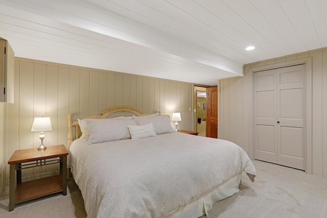 bedroom with a closet and carpet flooring