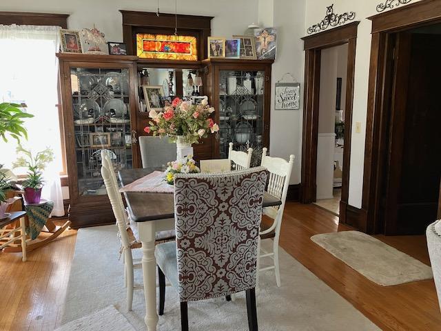 dining area featuring wood finished floors