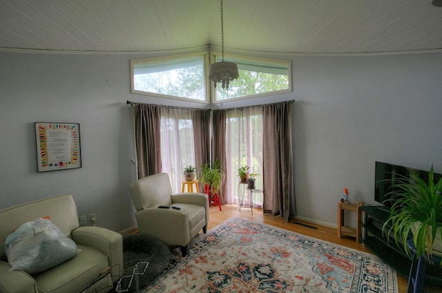 1224 Tee Up Ln, Red Wing, MN 55066 - living area featuring wood ceiling, wood finished floors, and baseboards
