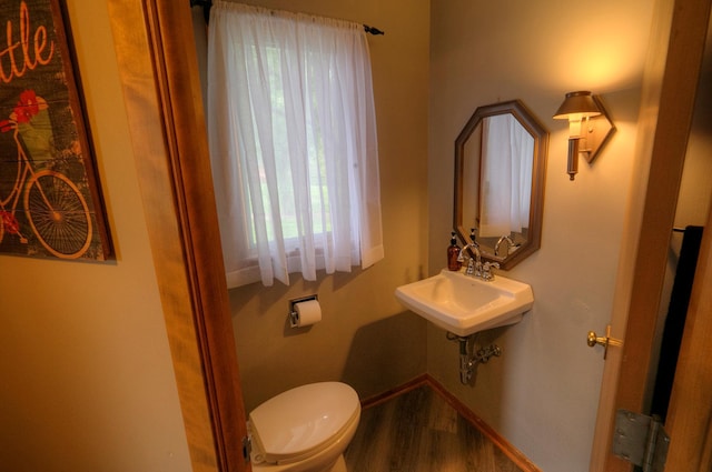 1224 Tee Up Ln, Red Wing, MN 55066 - bathroom featuring a sink, toilet, wood finished floors, and baseboards