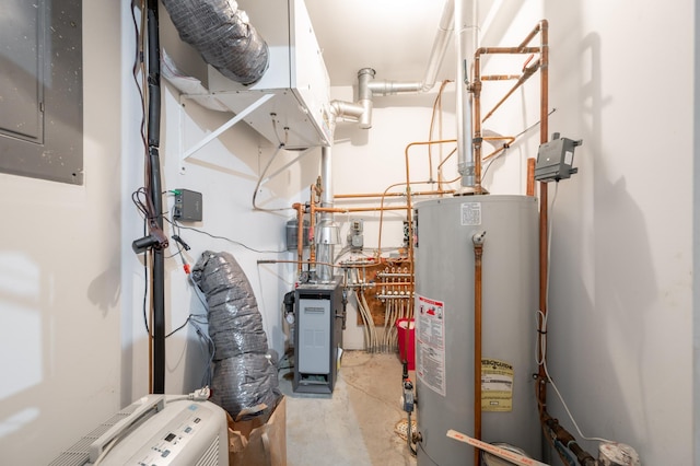 utilities featuring water heater and electric panel