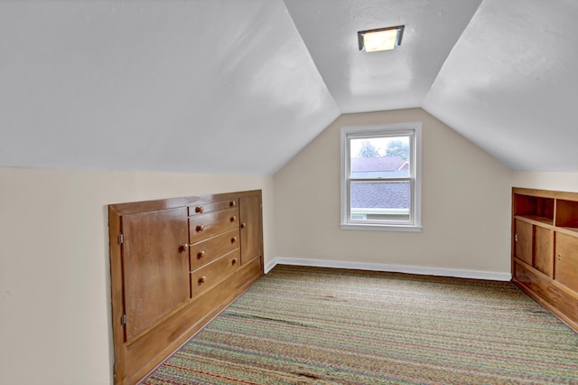 1217 High St, Lake City, MN 55041 - additional living space with carpet flooring, vaulted ceiling, and baseboards